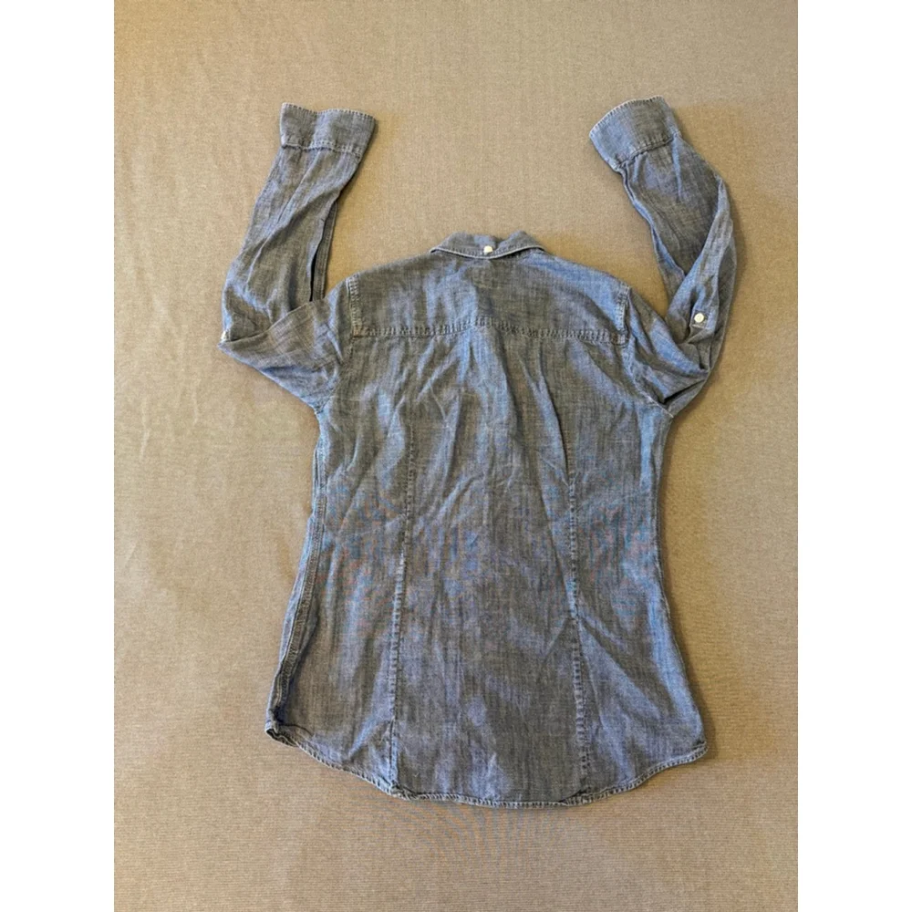 J.Crew Chambray Perfect Shirt long sleeves button tabs XS